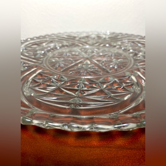 Vintage Crystal Clear Cut Glass Round Serving Platter Tray 12.75” - Picture 7 of 9